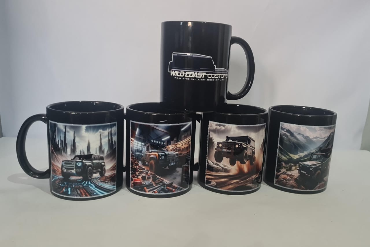 Wild Coast Customs coffee mugs in black set of 4